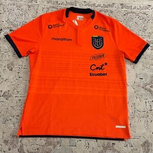 Marathon Authentic Ecuador Soccer Orange Pre Match Sponsors Jersey Men’s Sz: XL